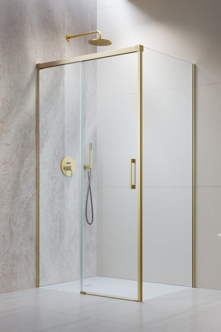 Darmowa Dostawa - Drzwi prysznicowe 120 cm rozsuwane złoty szczotkowany/szkło przezroczyste Radaway Idea Brushed Gold KDJ 3870429901L