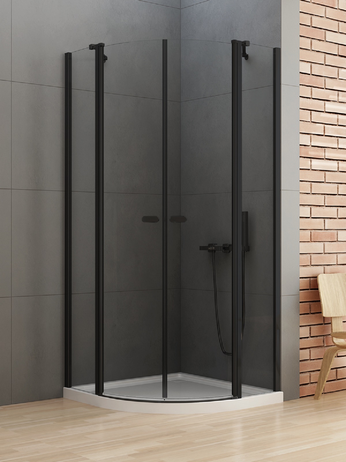 Darmowa Dostawa - Kabina prysznicowa 90x90 cm półokrągła czarny mat/szkło przezroczyste New Trendy New Soleo Black K0539