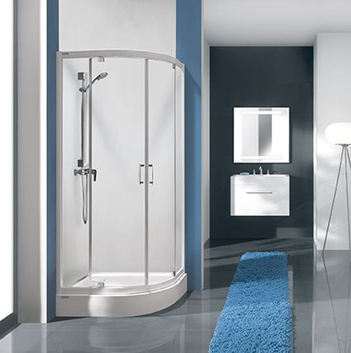 Darmowa Dostawa - Kabina prysznicowa 90x90 cm półokrągła srebrny połysk/szkło przezroczyste Sanplast TX 600271043138401