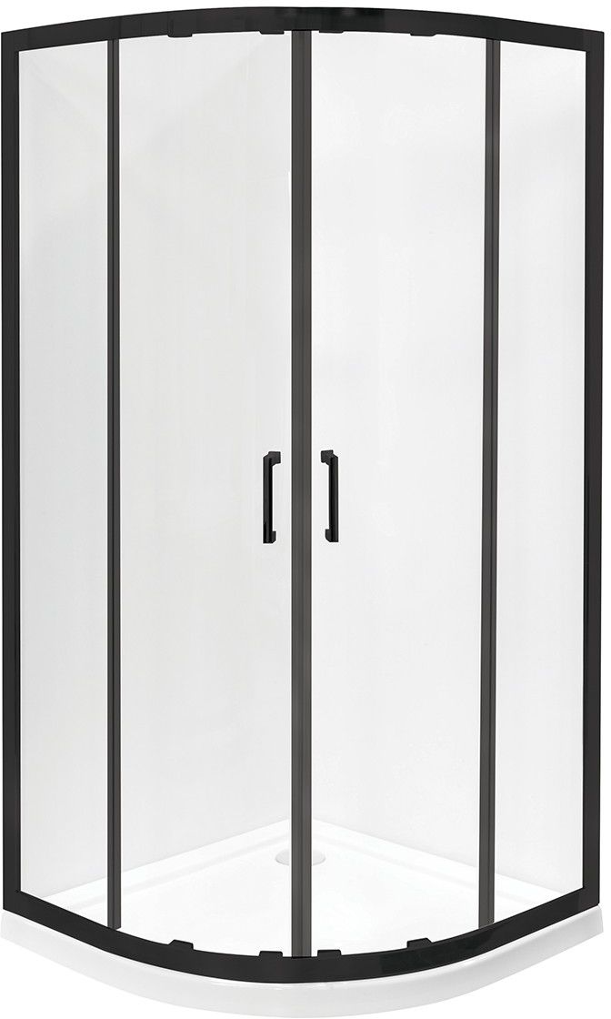 Darmowa Dostawa - Kabina prysznicowa 90x90 cm półokrągła czarny mat/szkło przezroczyste Besco Modern Black MPB90190C