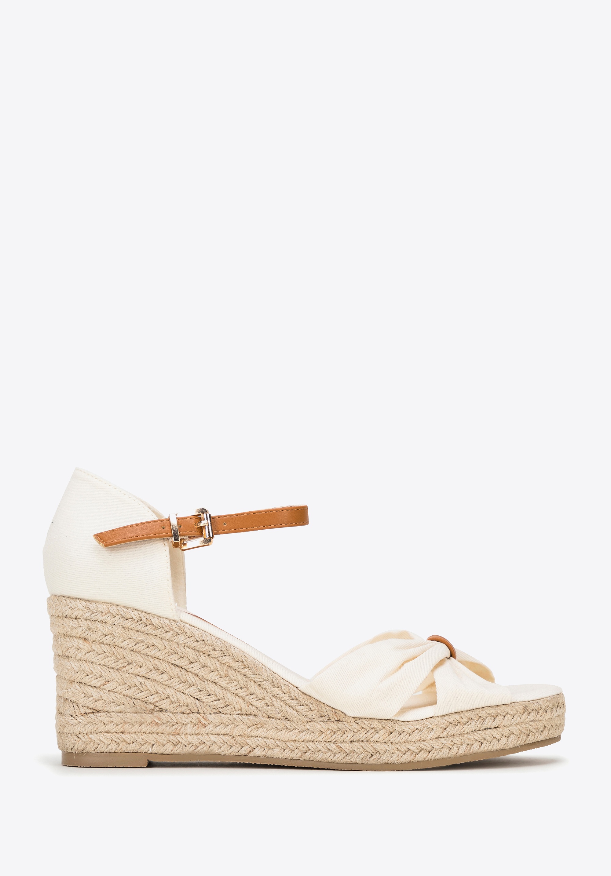 Damskie espadryle z kokardą z przodu kremowe