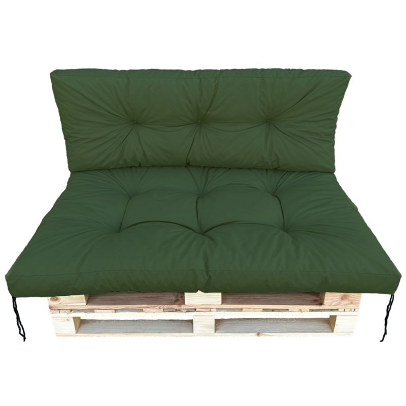 Poduszki Ogrodowe EDANTI 120x80+120x40 Wodoodporne Siedzisko Oparcie Zielone 2szt.