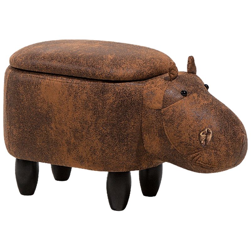 Pufa zwierzak ze schowkiem Hippo Ekoskóra Brązowy Hipopotam 1 szt.