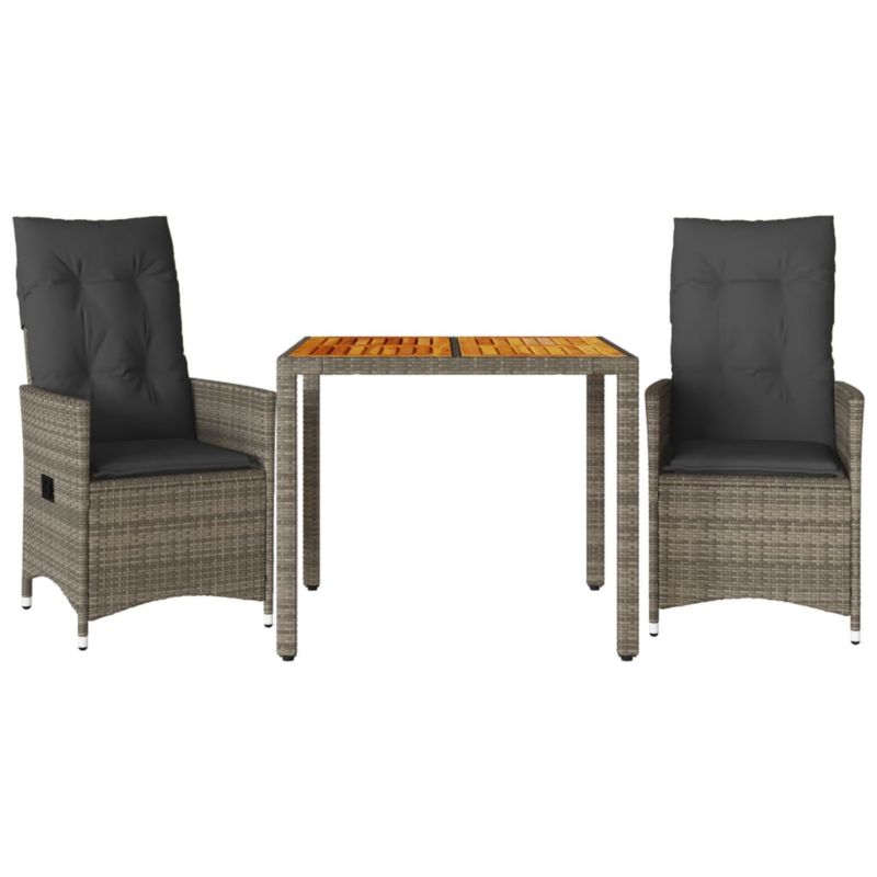 Zestaw mebli ogrodowych bistro WaszeMeble polirattan szary z poduszkami WM-3276723 1 kpl