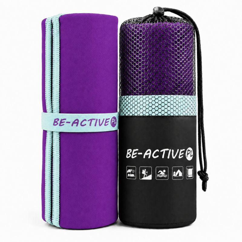 Ręcznik Be-active.pl szybkoschnący sportowy z mikrofibry 180x100 fioletowo-turkusowy 1szt