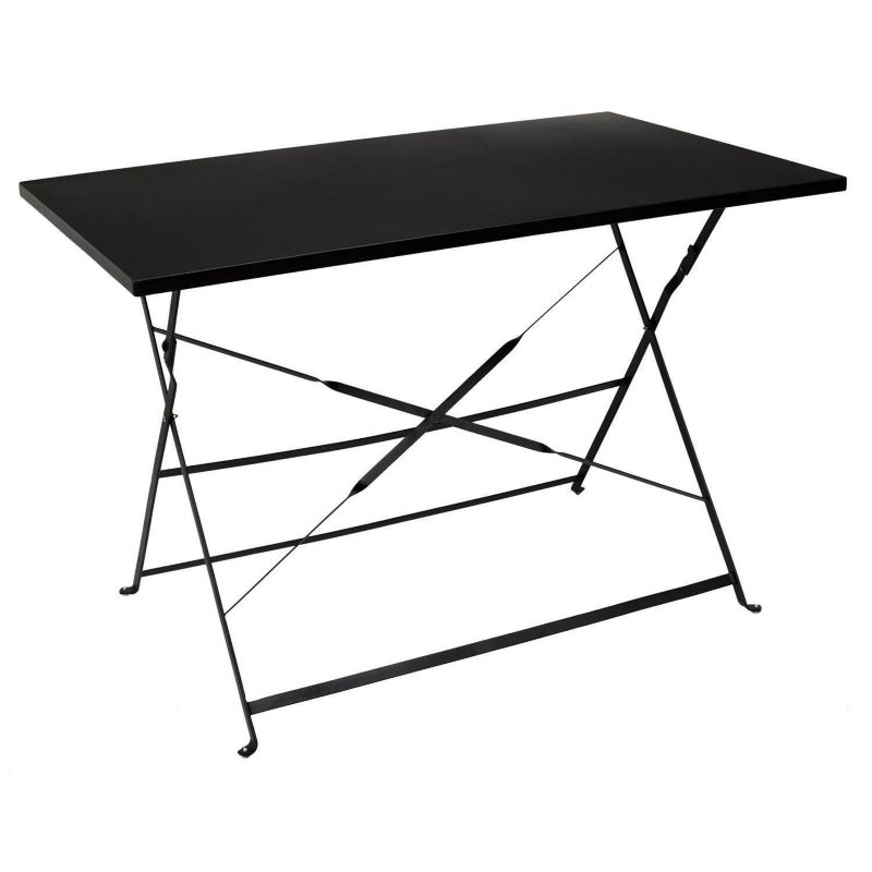 Stół ogrodowy składany Palermo INTESI czarny metalowy nowoczesny 110x70 cm 1 szt.