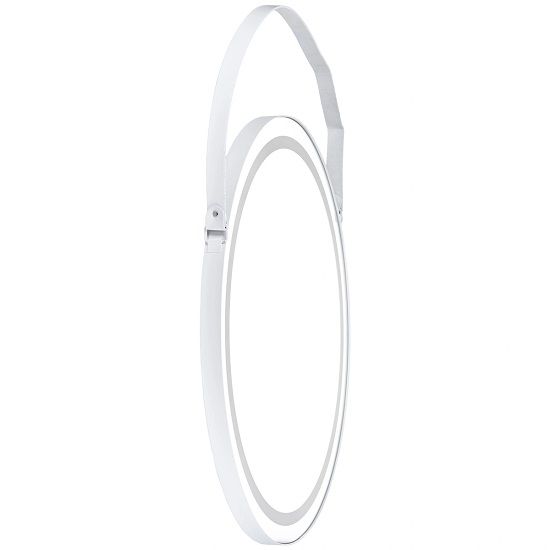 Lustro okrągłe ETAP Belt White średnica 75 cm na pasku oświetlenie LED 1 szt.