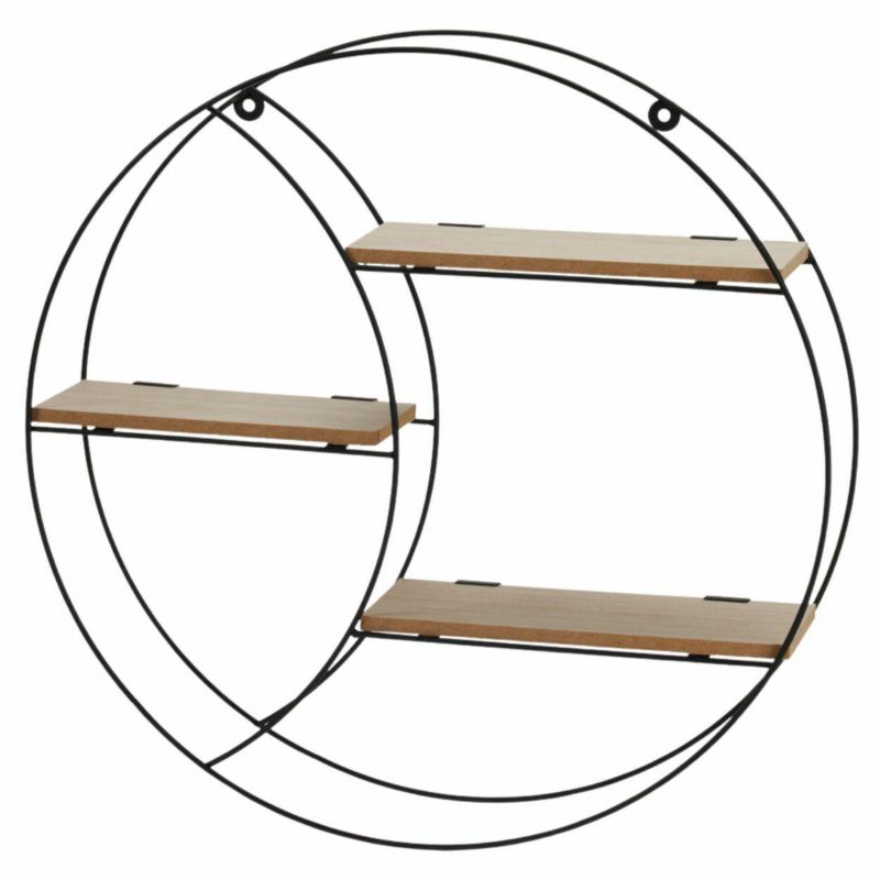 Półka ścienna HowHomely metalowa z MDF czarna okrągła 44 cm 1 szt.