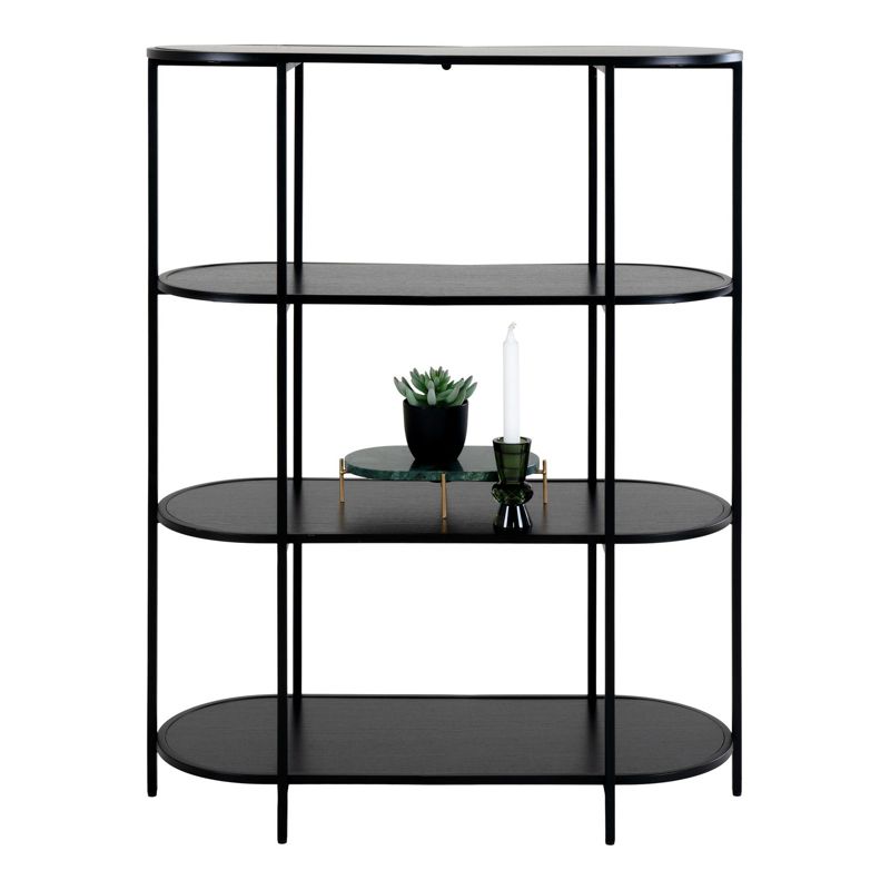 Regał na książki Vita INTESI czarny loftowy metalowy owalny z półkami 85 cm do salonu i biura 1 szt.