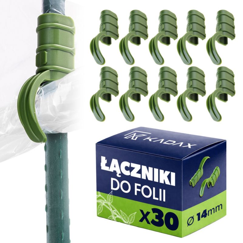 Łącznik KADAX do mocowania folii 14 mm zielony 30 szt.