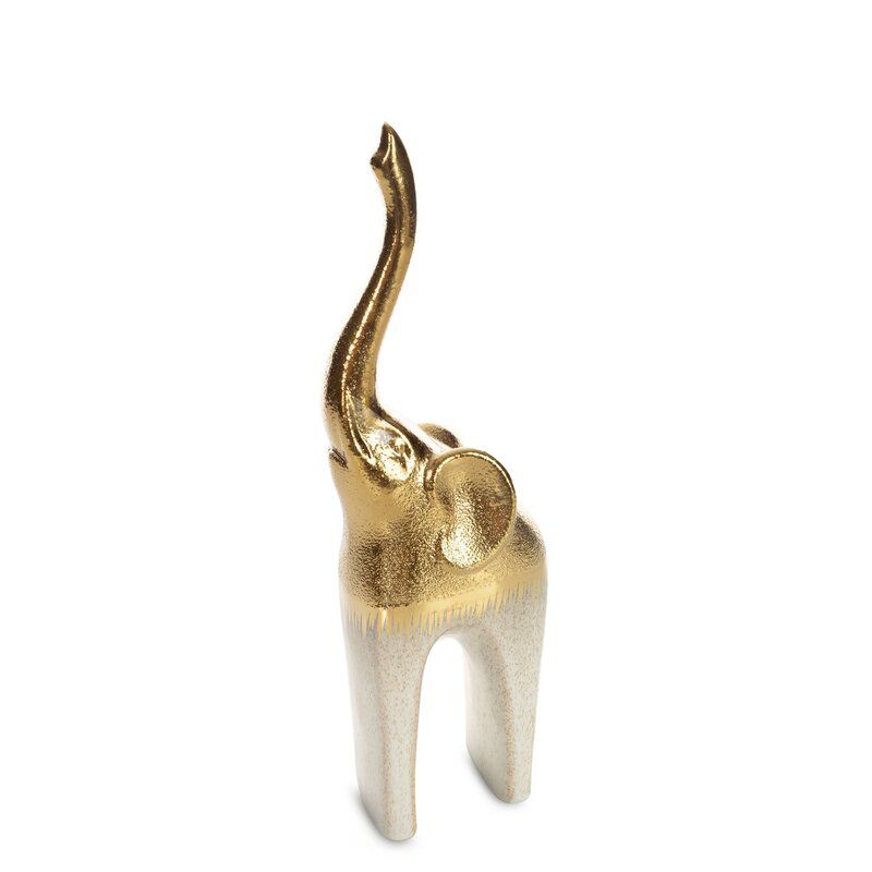 Figurka dekoracyjna Max 1 Słoń Eurofirany 11 x 7 x 30 cm kremowa złota 1 szt.