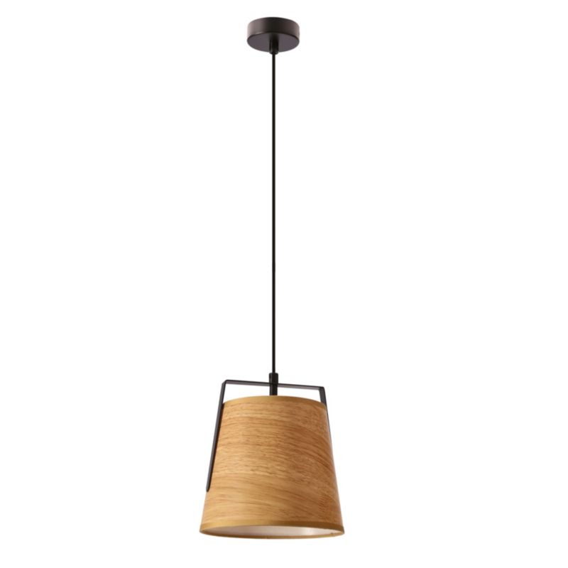 Lampa sufitowa abażur w kolorze drewnianym Candellux Milbury czarna 1xE27x40W IP20 wym:115x20x20cm - 1 szt.