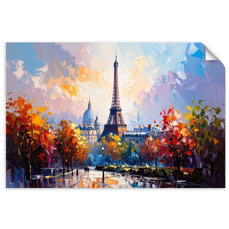 Plakaty samoprzylepne do salonu sypialni Feeby Paryż Wieża Eiffla jak malowany 100x70cm 1szt