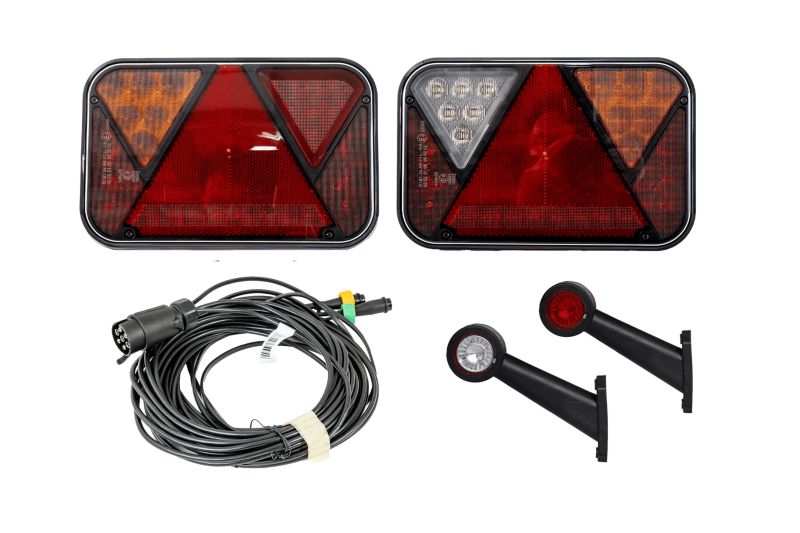 Lampy tylne LED FRISTOM + obrysowe LED HORPOL + wiązka MANTES 7m 7-PIN do przyczepy 1 szt.