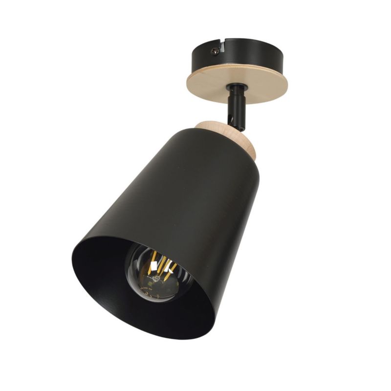 Oprawa sufitowa Emibig Atlas czarny z jasnym drewnem 1 x E27 x 15W IP20 wym: 30 x 15 x 15 cm - 1 szt.