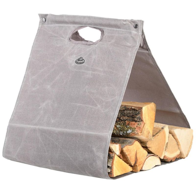 Torba na drewno kominkowe Esschert Design szara woskowane płótno 70,5x40,3x5,3 cm 1 szt.