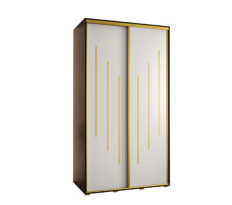 Szafa przesuwna Abiks DAVOS 8 wysoka szer.130cm gł.60cm czarny/biały/złoty 1szt.