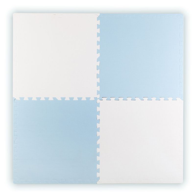 Duża mata piankowa Ricokids biało-niebieska puzzle piankowe dla dzieci 120x120 cm 1 szt