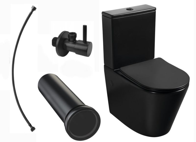 Zestaw WC Domotechnika Bellamonte Rimless odpływ pionowy/poziomy deska SLIM Soft Close wąż przyłączeniowy zawór kątowy 1szt.