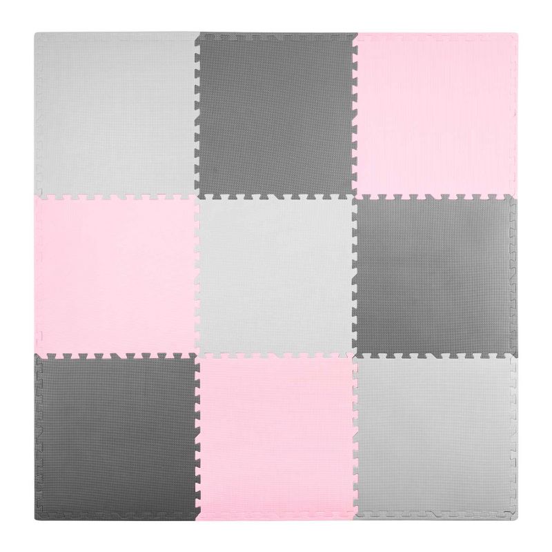 Duża mata piankowa Ricokids szaro-różowa puzzle piankowe dla dzieci 180x180 cm 1 szt.