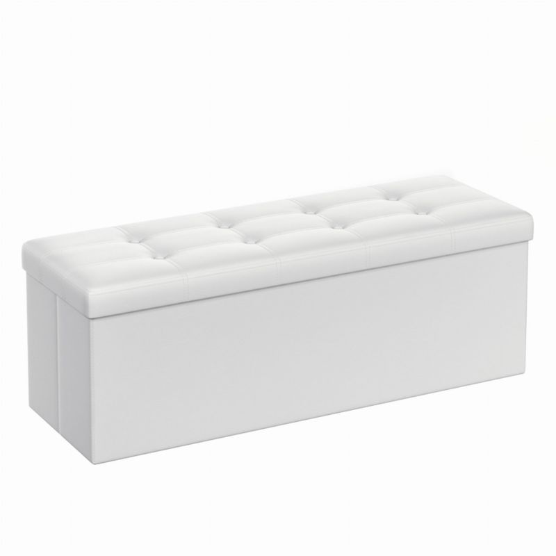 Pufa Songmics 110x38cm ekoskora biała prostokątna ze schowkiem 1 szt