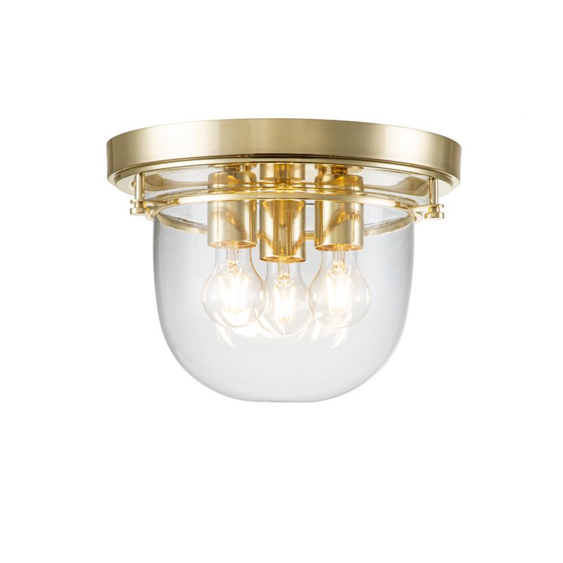 Plafon sufitowy Quoizel Whistling polerowany mosiądz-przezroczysty łazienkowy 3 x E27 x 40W IP44 wym: 23,8 x 33 x 33 cm - 1 szt.