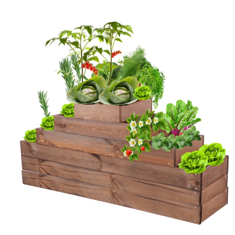 Grządka warzywna MODO24 regulowana inspekt 54x117x30 cm brązowe impregnowane drewno 1 szt