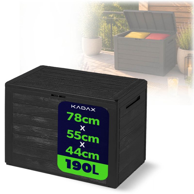 Skrzynia Ogrodowa KADAX Balkonowa Kufer 190L Do Ogrodu Balkon Taras Antracyt 1szt.