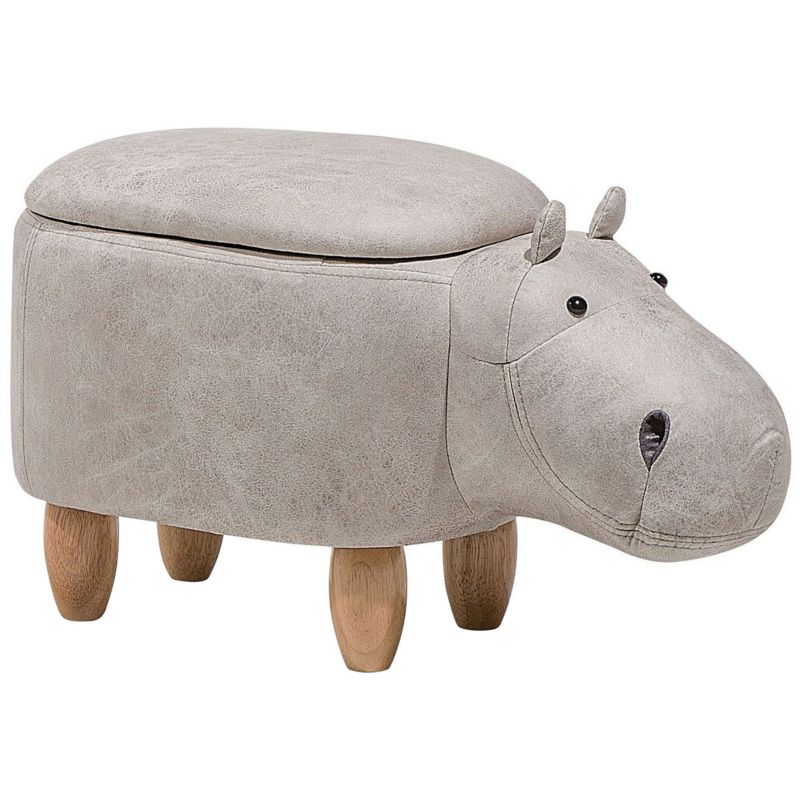 Pufa zwierzak ze schowkiem Hippo Ekoskóra Jasnoszary Hipopotam 1 szt.