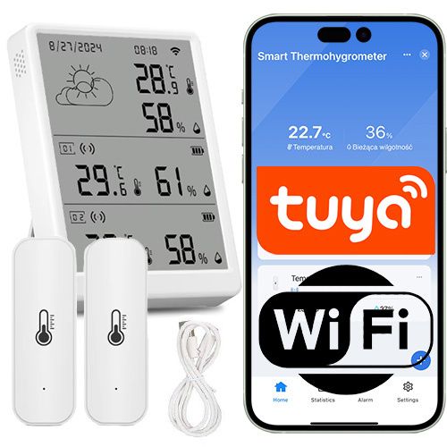Stacja pogodowa Sone z dwoma czujnikami temperatury i wilgotności WiFi 1 szt.