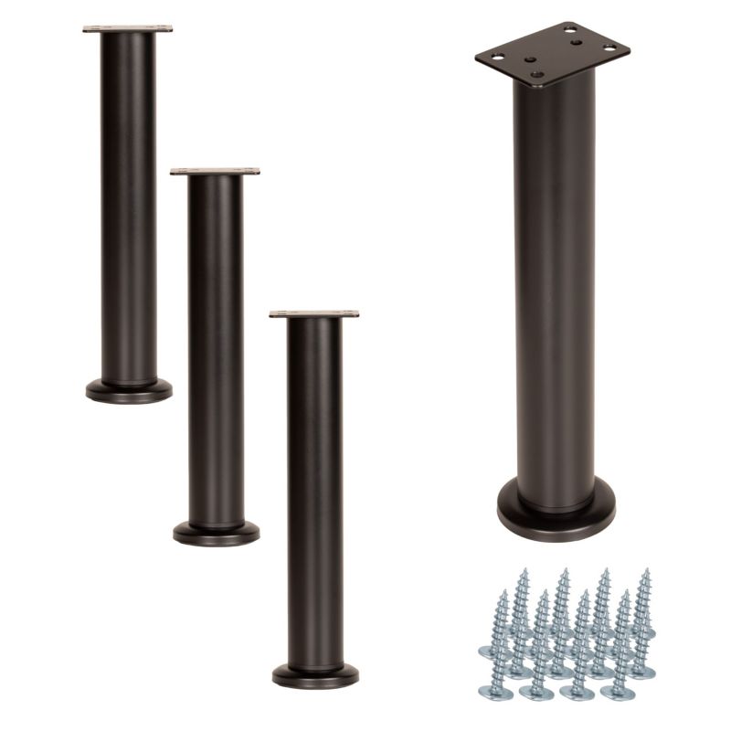 Nóżka meblowa B&B regulowana 25 - 42 cm czarna prosta metalowa noga do szafek 4 szt