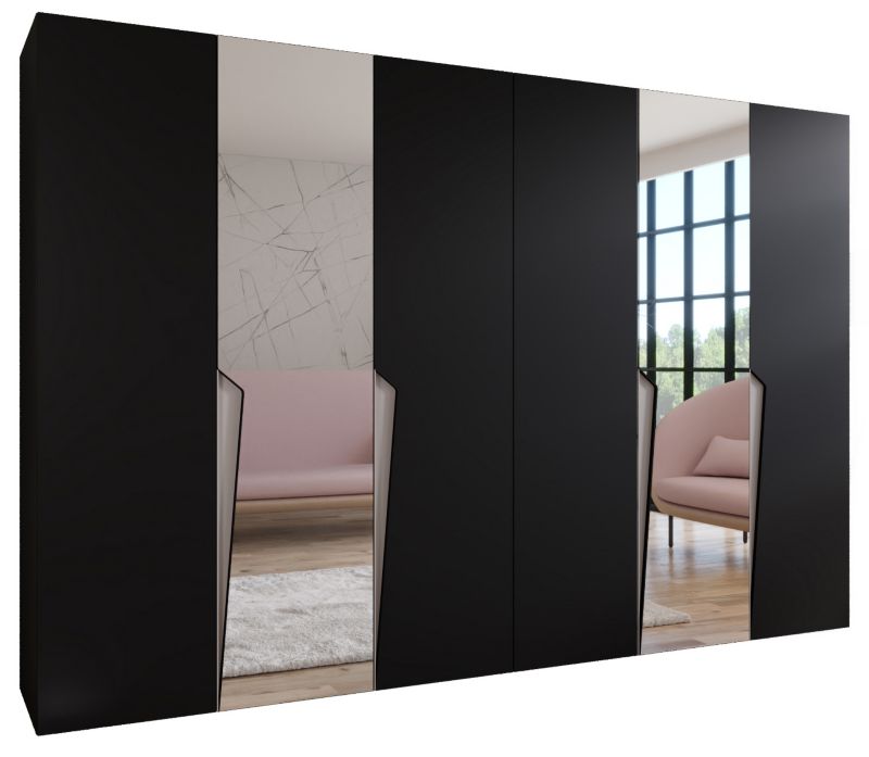 Szafa uchylna z lustrem z lustrem otwierana Abiks PIANO 2 300 (2x150) wys 202 cm Czarny + Kaszmir 1 szt
