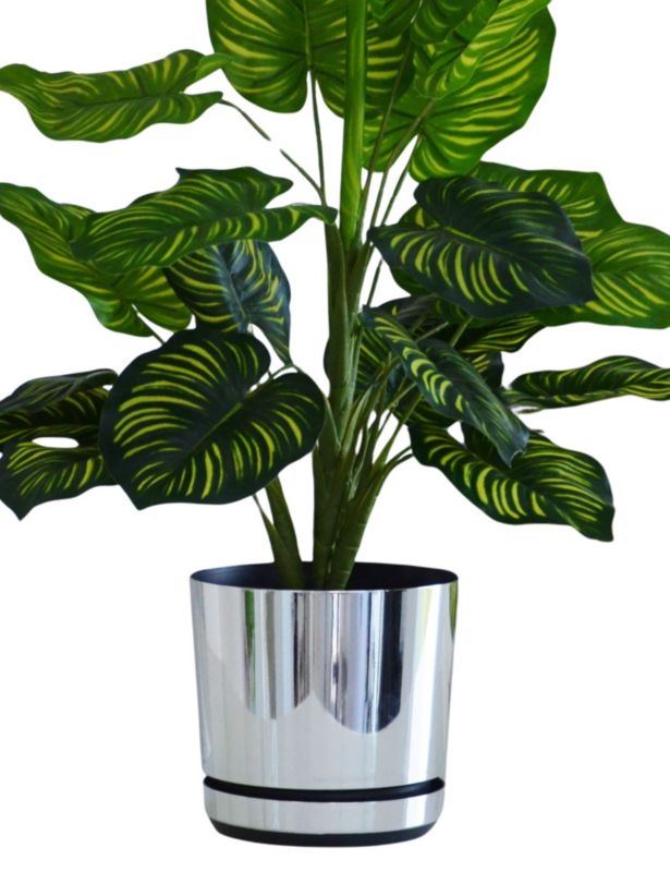 Doniczka z podstawką Kerd 21 cm wzór 016 LUSTRZANY glamour elegancka efekt lustra wysoki połysk nowoczesna 1 szt.