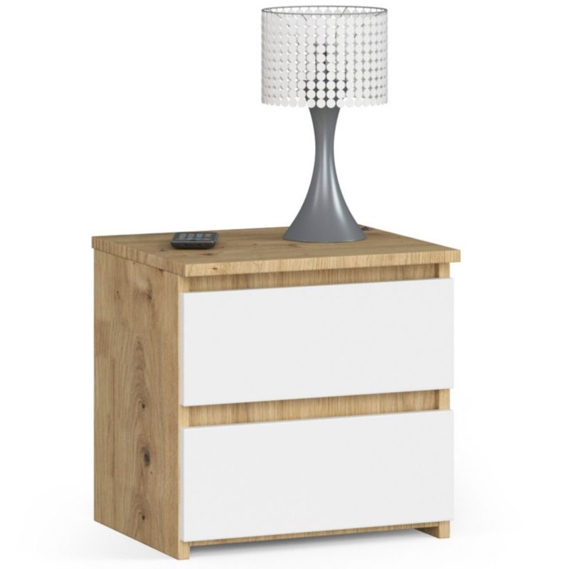 Szafka nocna Akord CL2 Dąb Artisan 40 cm 2 szuflady kolor Biały mat 40x35x40 cm 1 szt.