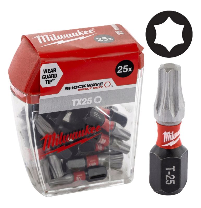 Końcówki do wkrętarki Milwaukee bity do wkrętarek TORX 25 TX25 25 mm 25szt