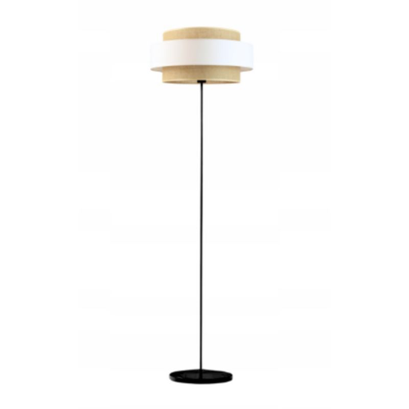 Lampa stojąca Volta Light Factory podłogowa z abażurem rattan z białym walec 40cm BLUES 1szt.