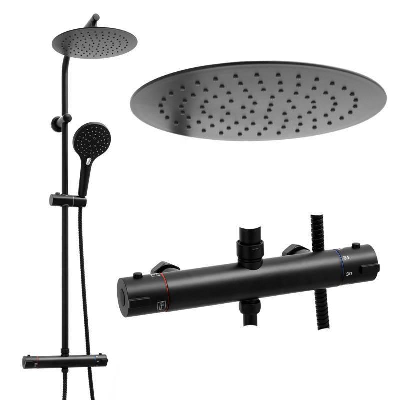 Zestaw prysznicowy BERGEN-THERM25BLK Yoka Home natynkowy z deszczownicą 25 cm - 1 szt.