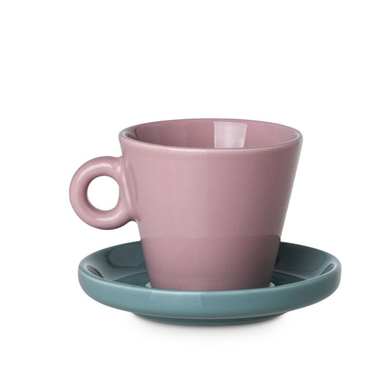 Filiżanka do espresso Echo Estia 100 ml różowa z turkusowym spodkiem 1 szt.