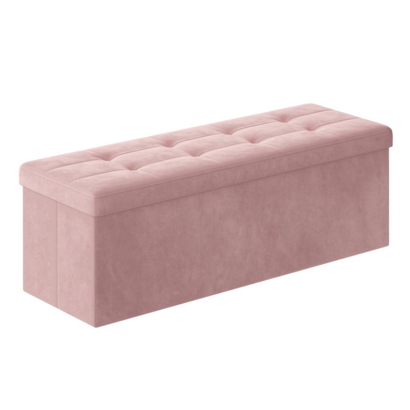 Pufa Songmics tapicerowana, podnóżek 38x110x38cm pastelowy róż 1 szt.