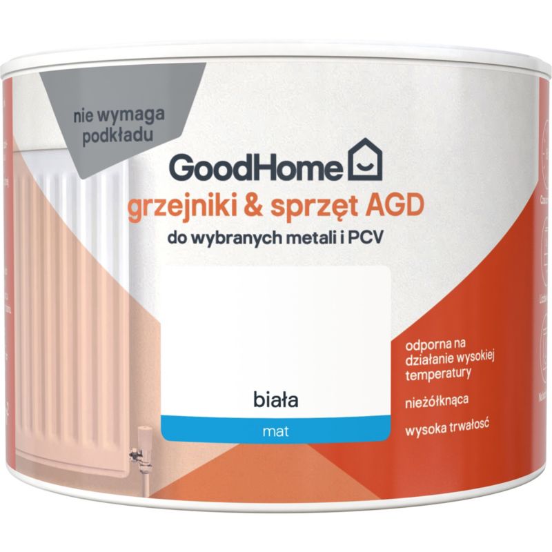 Farba do grzejników i sprzetu AGD GoodHome biały mat 0,375 l