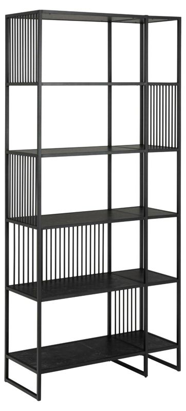 Regał na książki loftowy Strington Actona czarny metalowy 85 cm do salonu i jadalni 1 szt.