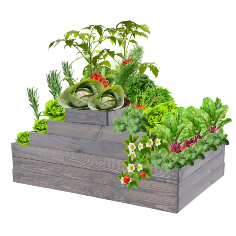 Grządka warzywna MODO24 regulowana inspekt 54x117x60 cm szare impregnowane drewno 1 szt
