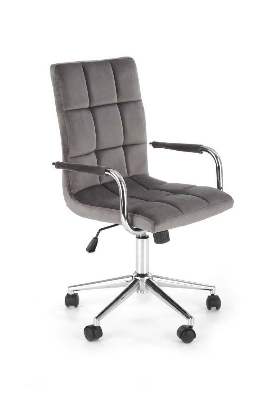 Fotel biurowy ergonomiczny obrotowy Mooni XL INTESI szary welurowy z podłokietnikami do biurka 1 szt.