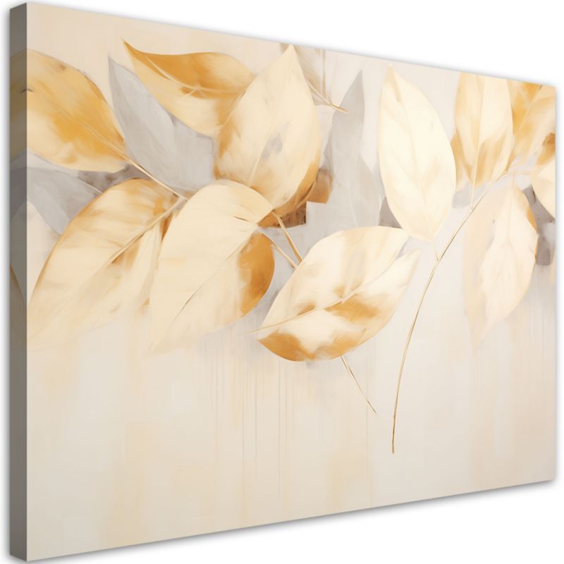 Obraz do salonu sypialni Feeby Beżowo żółte liście gałązki scandi boho 120x80cm 1szt