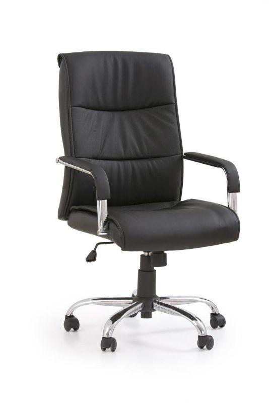 Fotel biurowy Milto INTESI ergonomiczny czarny skórzany obrotowy z regulacją do biura 1 szt.