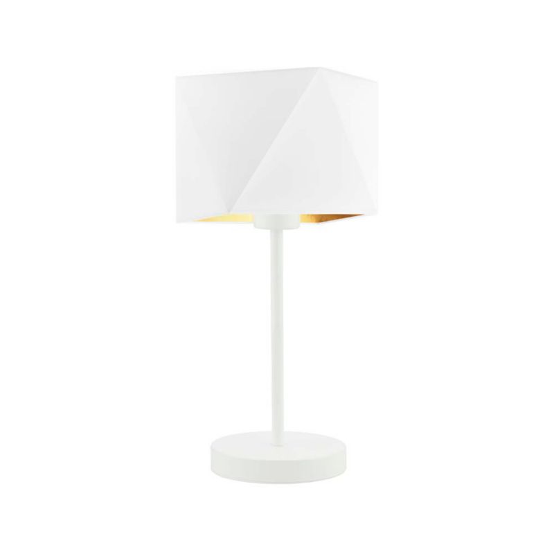 Lampka Nocna Volta Light Factory Burne Abażur Biały ze złotem Diament 1xE27 1szt.