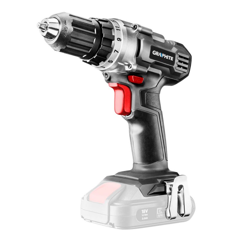 Wiertarko-wkrętarka akumulatorowa GRAPHITE Energy+ 18V, Li-Ion, uchwyt samozaciskowy 10 mm, bez akumulatora 1 szt