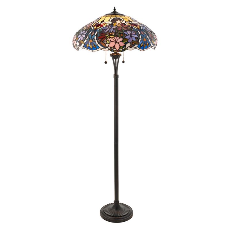 Lampa stojąca kwiaty Tiffany SULLIVAN multikolor czarna 2xE27x20W IP20 wym:155x56x56cm - 1 szt.