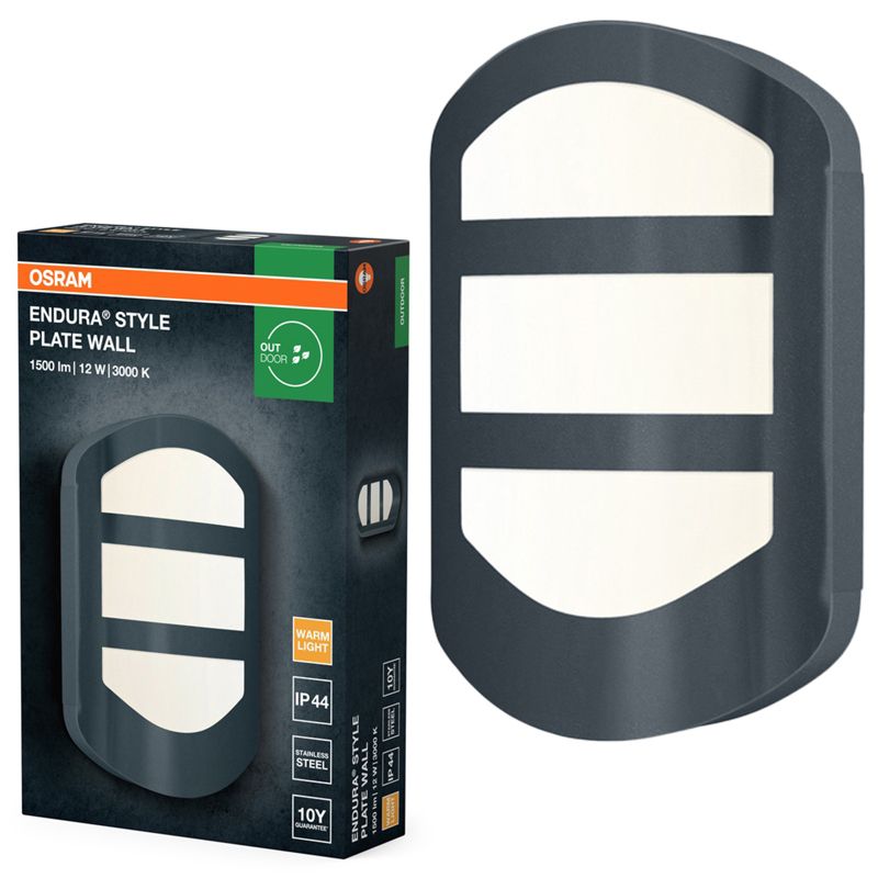 Kinkiet Ogrodowy Endura Osram Lampa Elewacyjna LED 12W 600lm 3000K Szary IP44 1 szt.