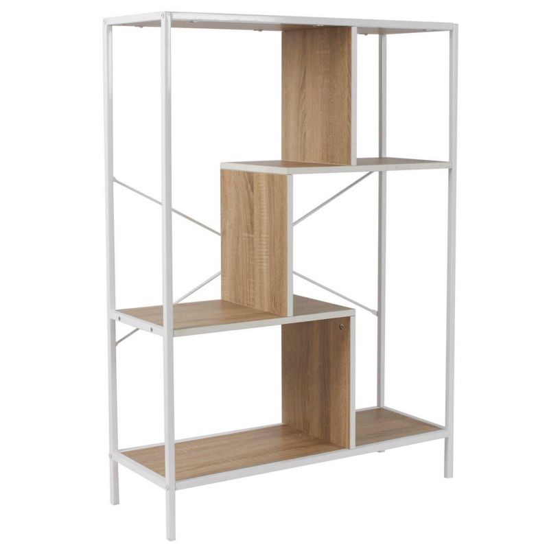Regał na książki Rack M INTESI biały nowoczesny loftowy metalowy 80 cm do salonu 1 szt.
